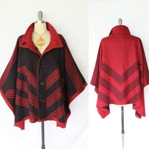 Pendleton wool jacket Aztec coat poncho Cloak Southwestern cape wrap reversable